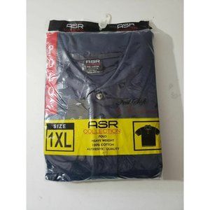 ASR Collection Men's 1XL 3 Button Side Split Short Sleeve BLUE Polo Shirt NWT